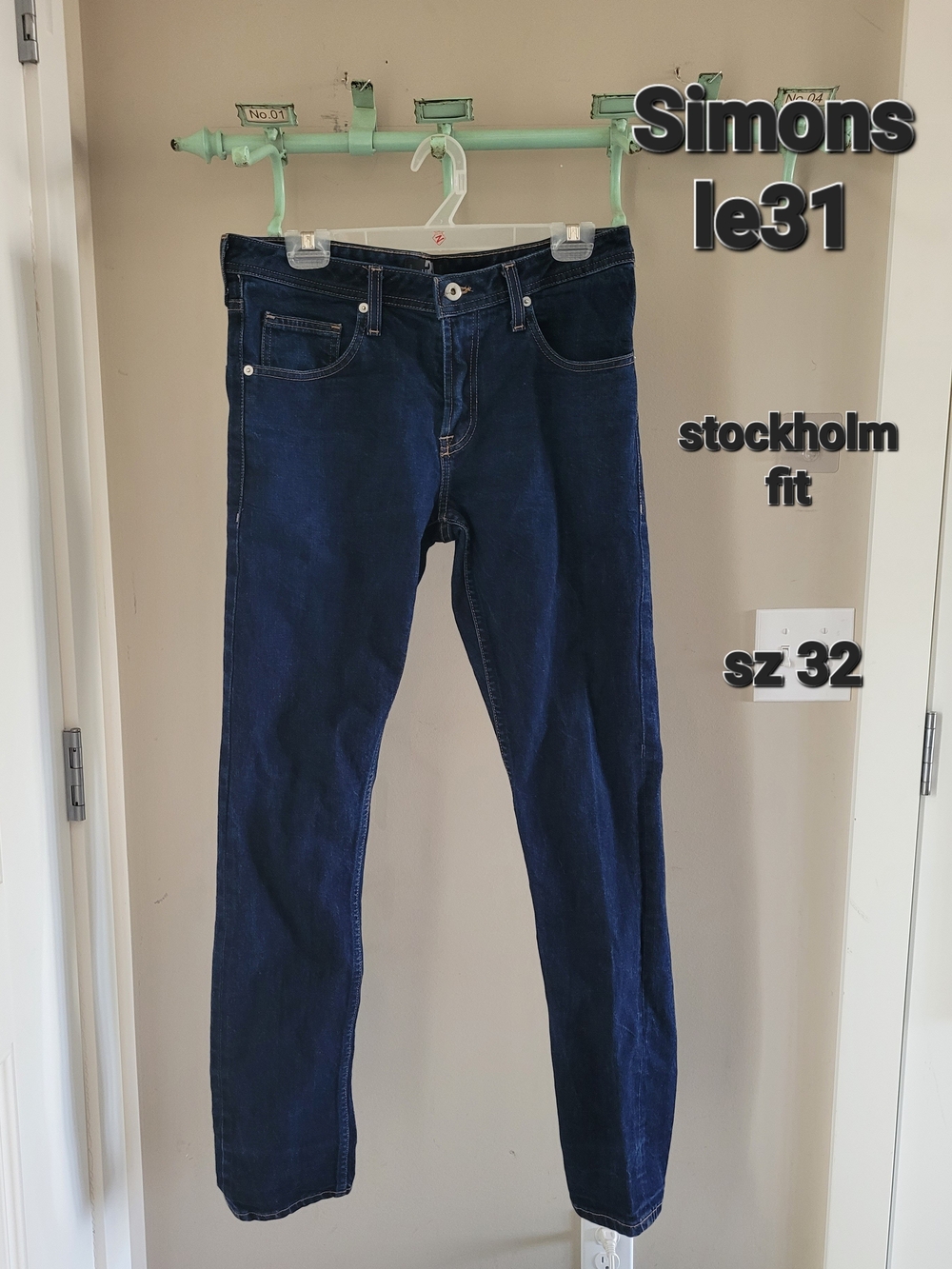 Simons Light and Dark Blue Two-Tone Denim Jeans